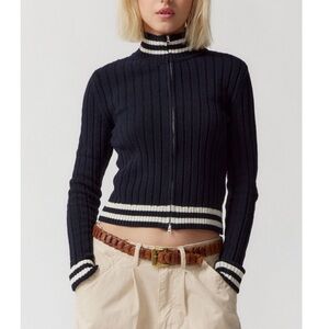 Urban Outfitters BDG Bella Recycled Zip-Up Cardigan in Midnight Size XS